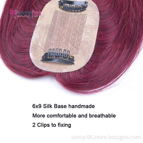 Silk Top 6*9cm Hair Topper Brazilian Virgin Human Hair Womens Toupee Hair Piece Topper for Women